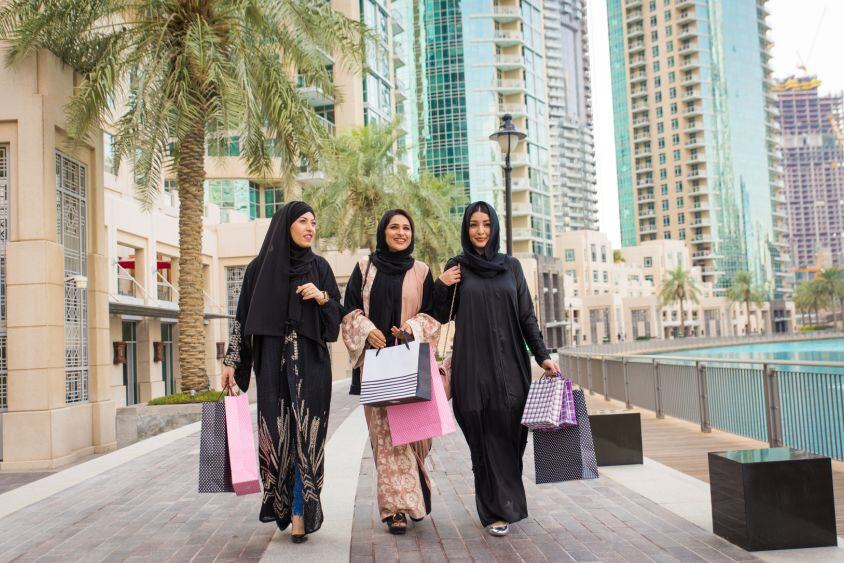 women walking on the street in dubai